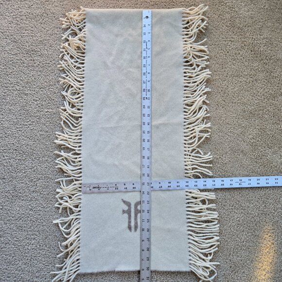 Frye & Co Wool Cashmere Fringe Logo Scarf - Picture 4 of 8